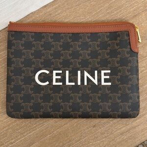Celine SMALL POUCH IN TRIOMPHE CANVAS WITH CELINE PRINT